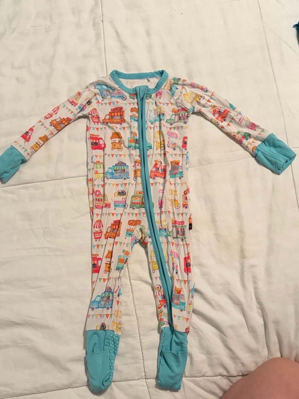 The Sleepy Sloth Food Truck Print Zip Jammies Size 3-6